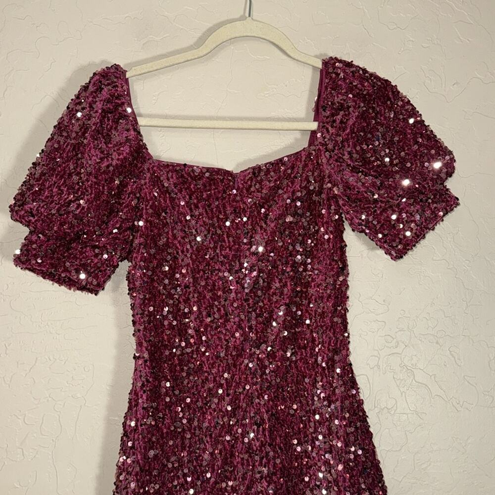 Altar’d state disco dress pink sequins puff sleeve mini party dress size small - Picture 8 of 9